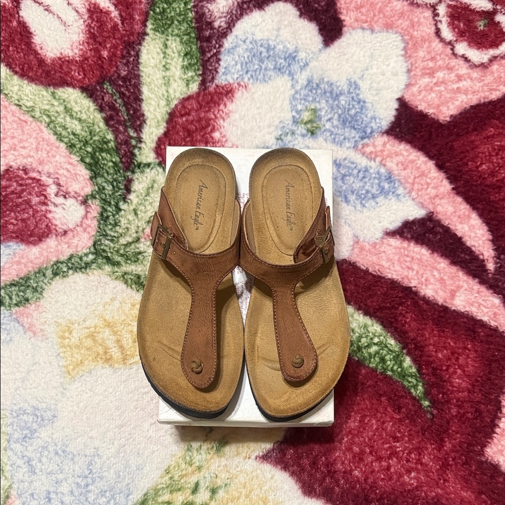 American Eagle Outfitters Tan and Brown Sandals